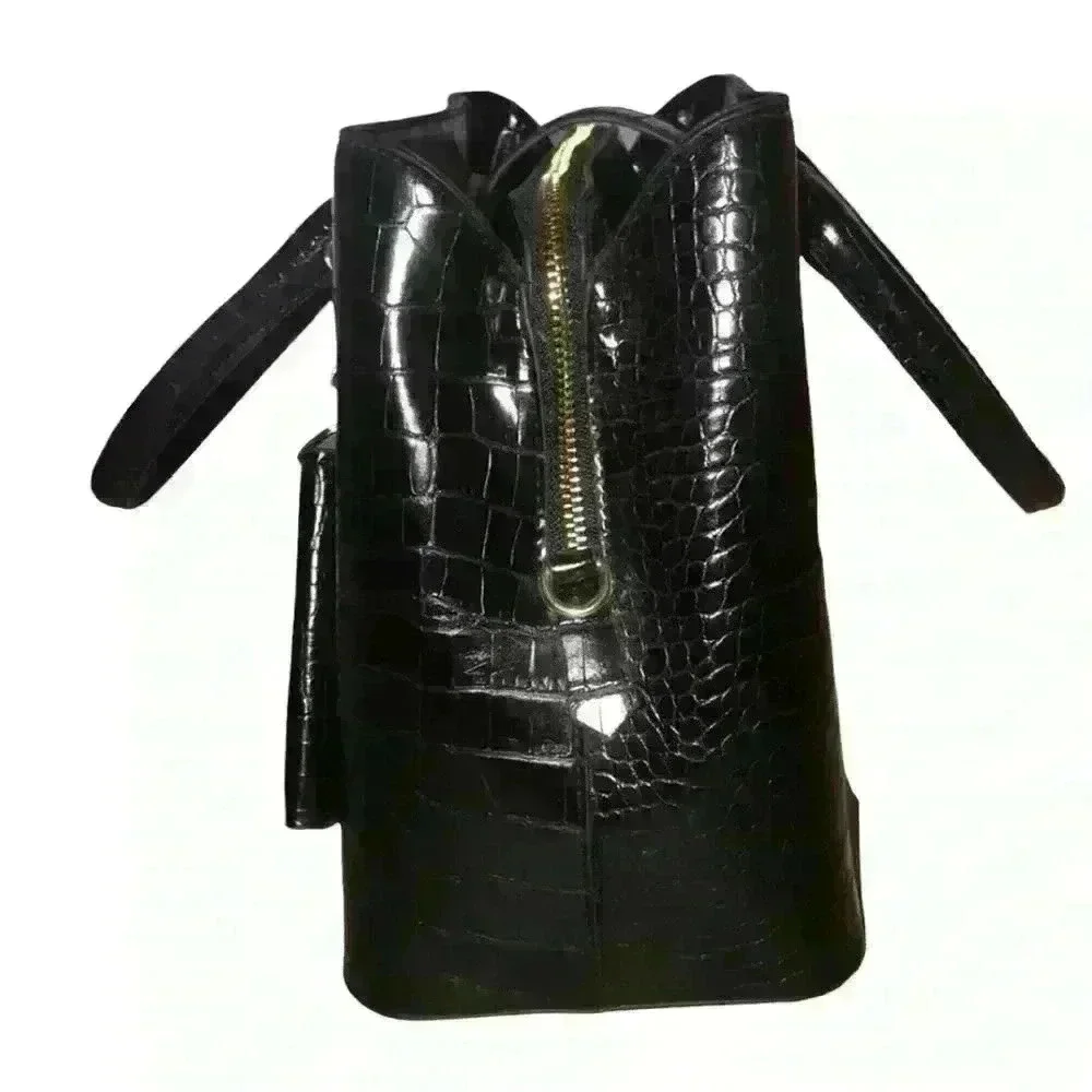Bebe Black Croco Satchel with Card‎ Case